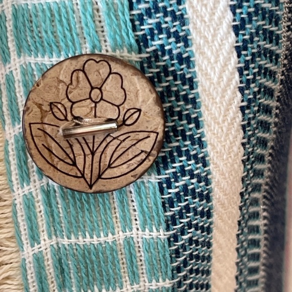 Multiples striped tassel fringe bohemian look open front jacket in a size large - Picture 9 of 16